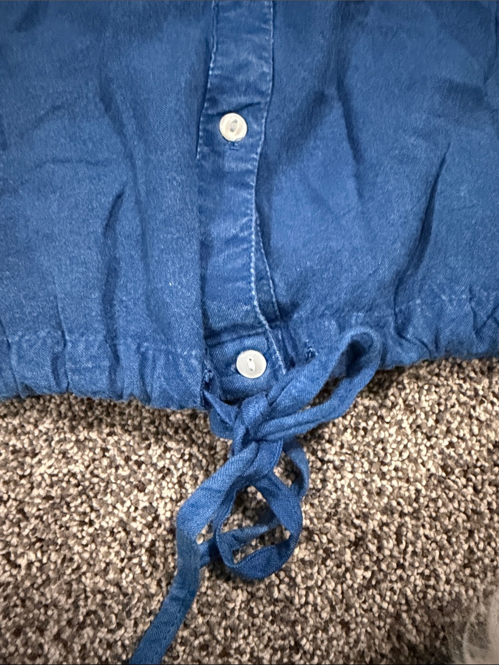 Style Envy Blue Button-Front Drawstring Shirt - Picture 4 of 4